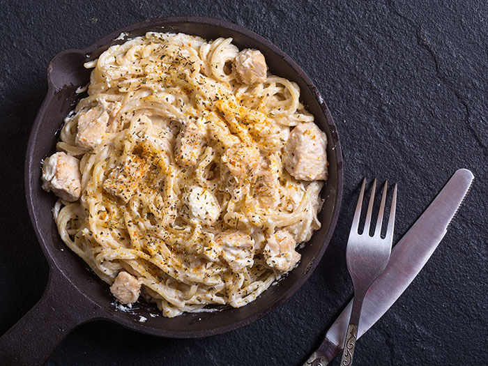 A bowl of Chicken Carbonara